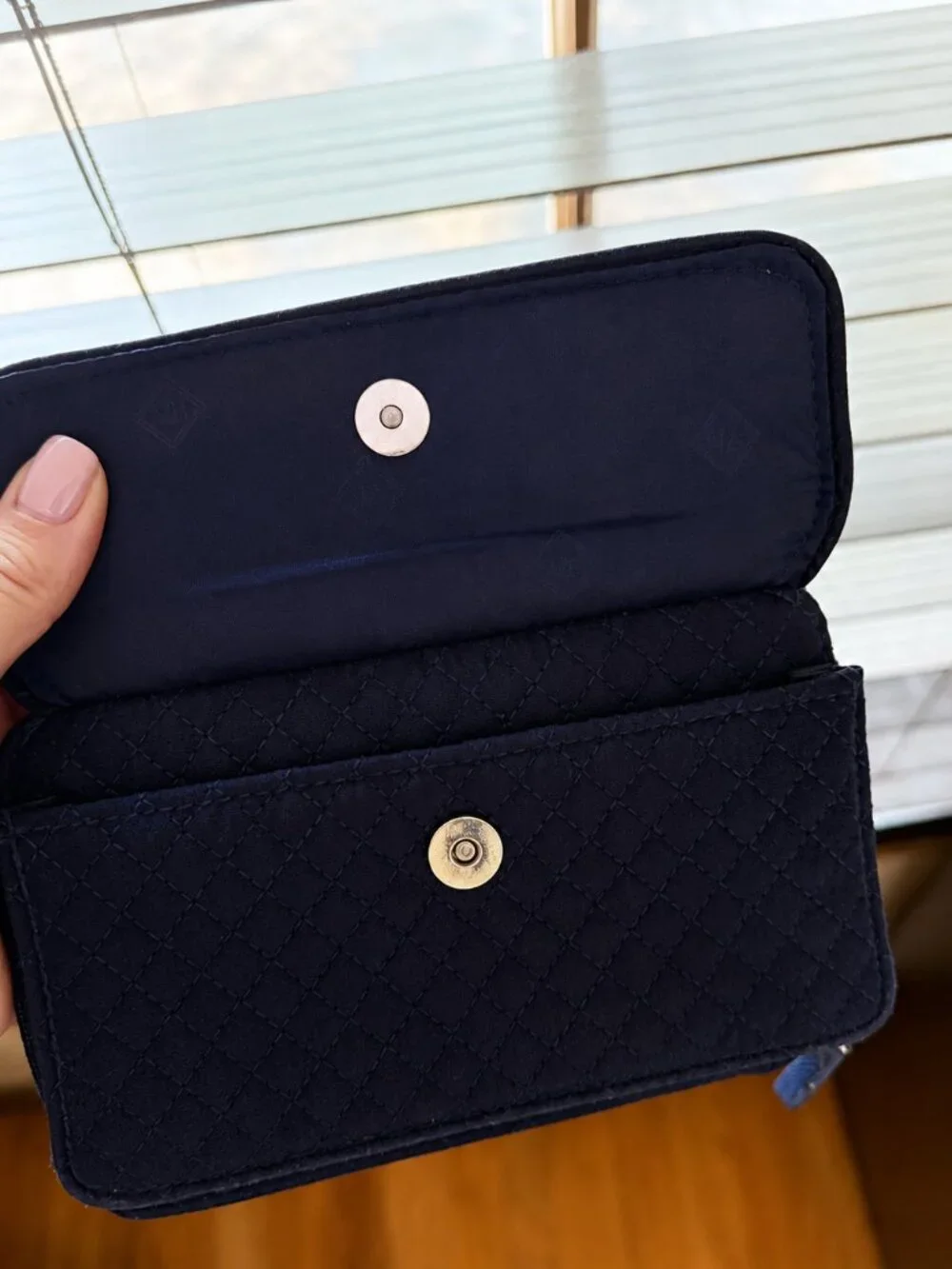 Vera Bradley Navy Quilted Organizer Wallet Clutch Phone Wristlet